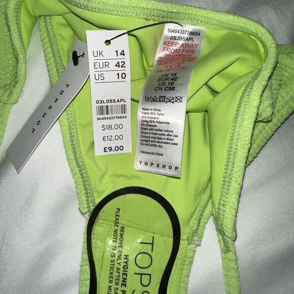 NWT Topshop Neon Green Bikini Bottoms Size 10 - Picture 4 of 10